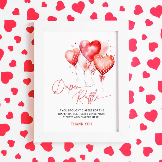 Watercolor Hearts Valentine Diaper Raffle Poster (Creator Uploaded)
