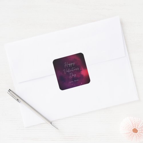 Watercolor Hearts Valentine Square Sticker