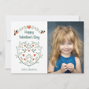Watercolor Hearts Valentine with Your Photo Holiday Card