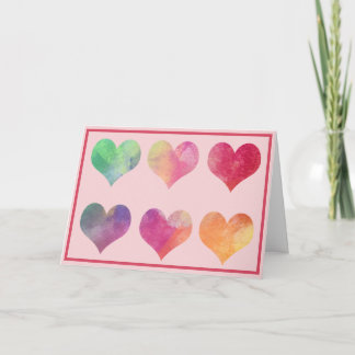 Watercolor  Hearts Valentine's Card