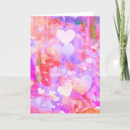 Watercolor Hearts Valentines Day Card