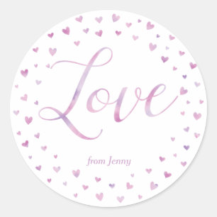 Watercolor Hearts Valentine's Day Gift Sticker