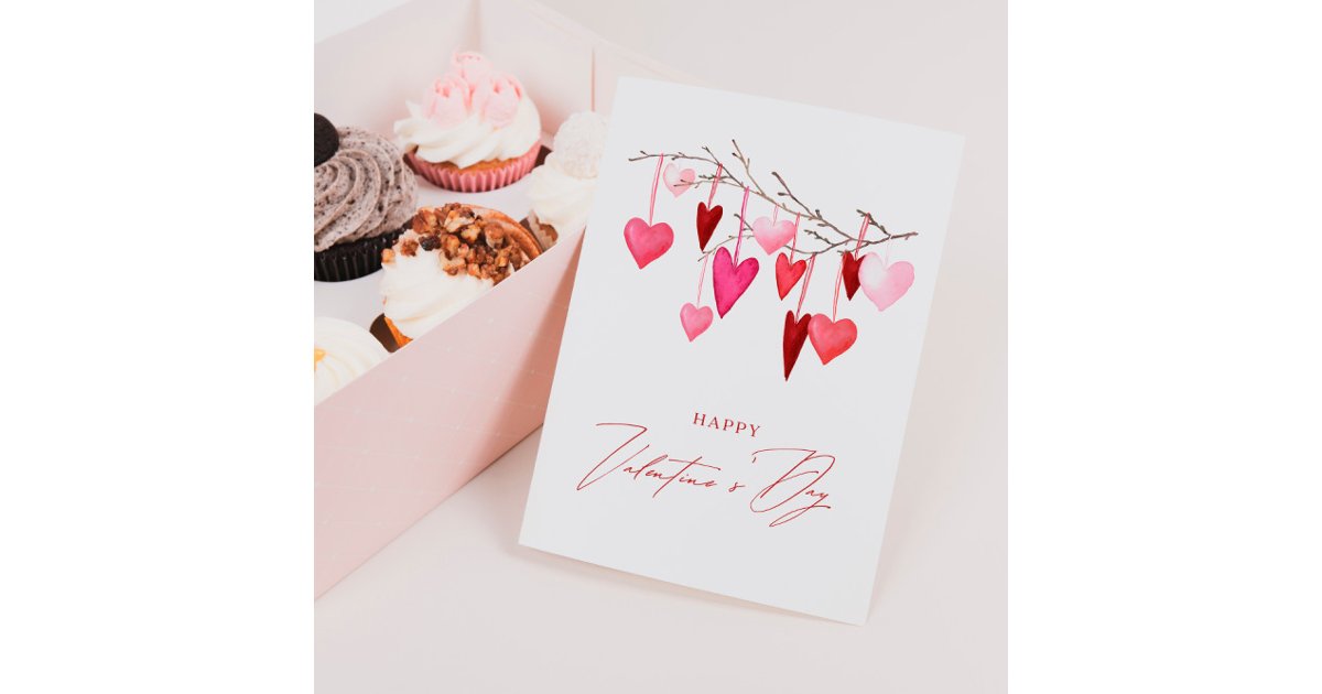 Watercolor Hearts Valentine's Day Holiday Card | Zazzle