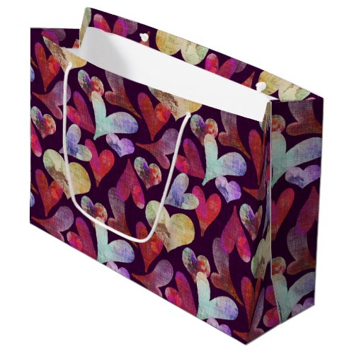 Watercolor Hearts Valentines Day Large Gift Bag