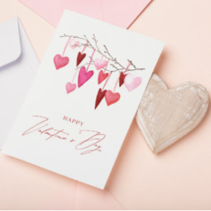 Watercolor Hearts Valentine's Day  Postcard