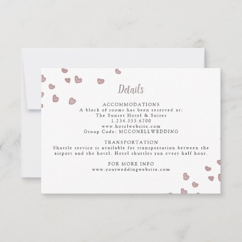 watercolor hearts wedding details card