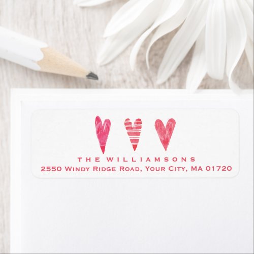 Watercolor Hearts Wedding  Valentine Personalized Label