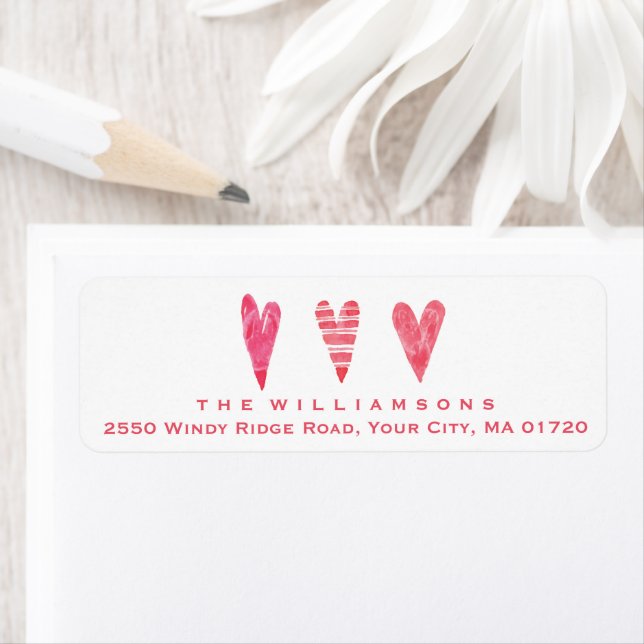 Watercolor Hearts Wedding & Valentine Personalized Label (Insitu)