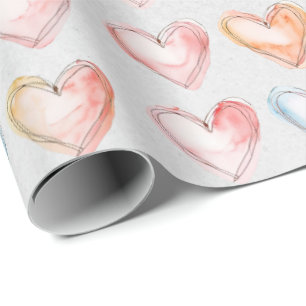 Watercolor Hearts Wrapping Paper