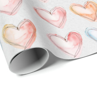 Watercolor Hearts Wrapping Paper