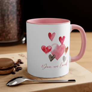 Watercolor hearts You are loved Coffee Mug
