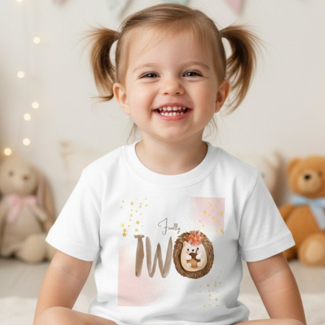 Watercolor hedgehog 2nd second two birthday toddler t-shirt (Creator Uploaded)