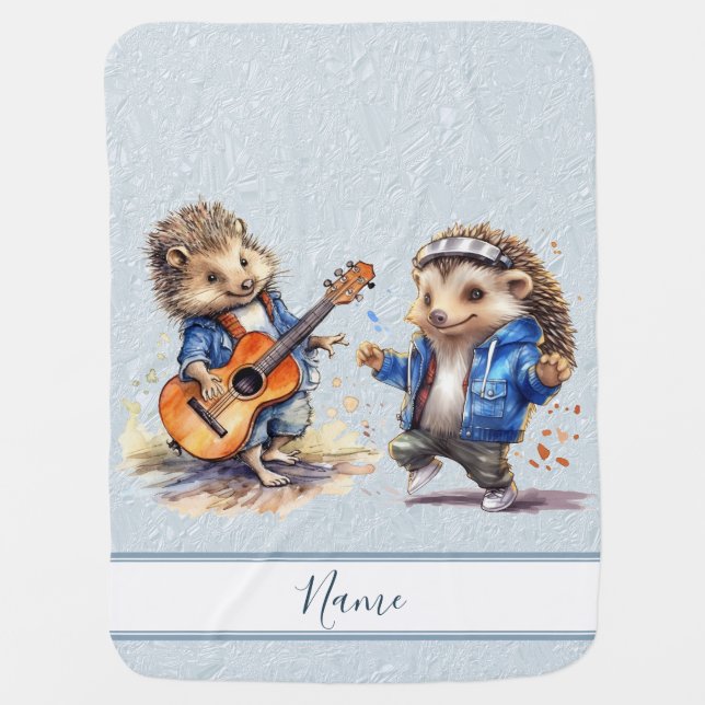 Watercolor Hedgehog Baby Blanket (Front)