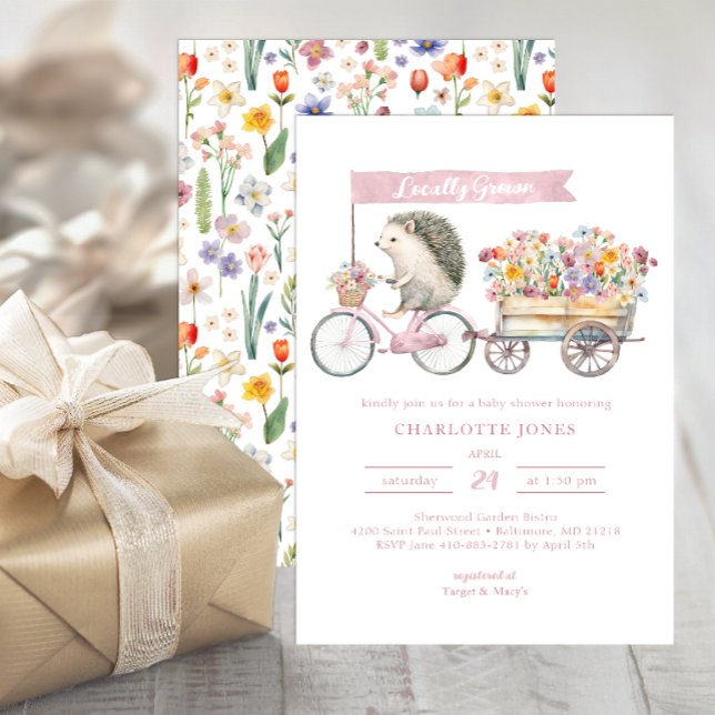 Watercolor Hedgehog Baby Shower Invitation (Whimsical Baby Shower Invite)