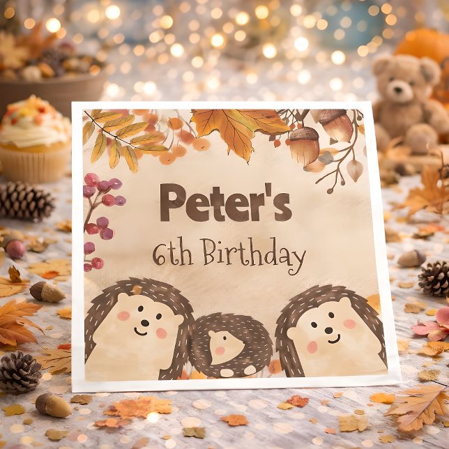 Watercolor hedgehog Birthday Napkins (Creator Uploaded)