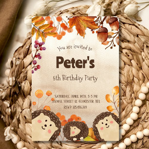 Watercolor hedgehog Birthday Party Invitation