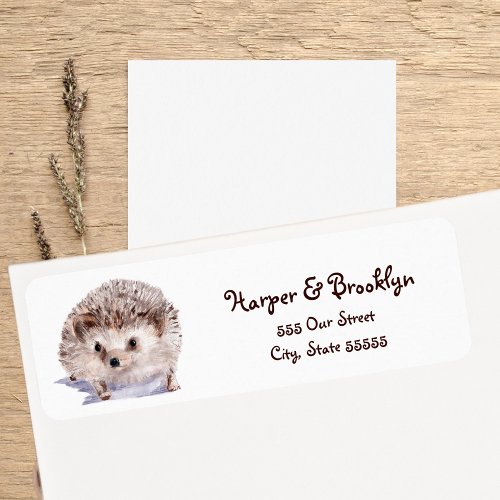 Watercolor Hedgehog Cute Wildlife Illustration  Label