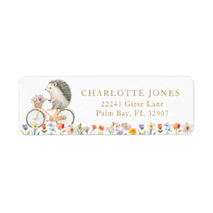 Watercolor Hedgehog Floral Baby Shower Label