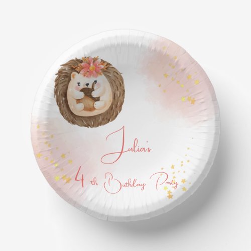 Watercolor hedgehog Kids Birthday bowl