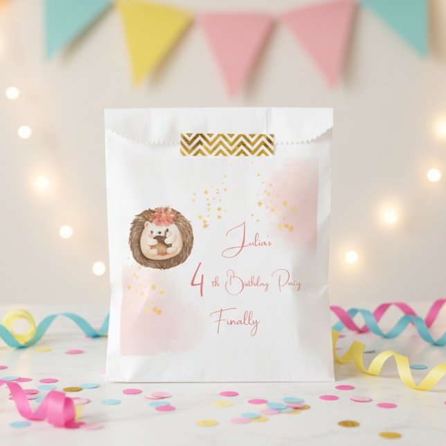 Watercolor hedgehog Kids Birthday Favor Bag (Creator Uploaded)
