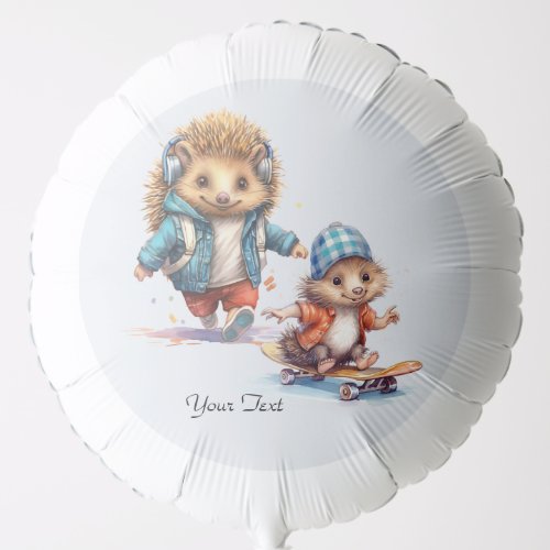  Watercolor Hedgehog Mother Child Balloon