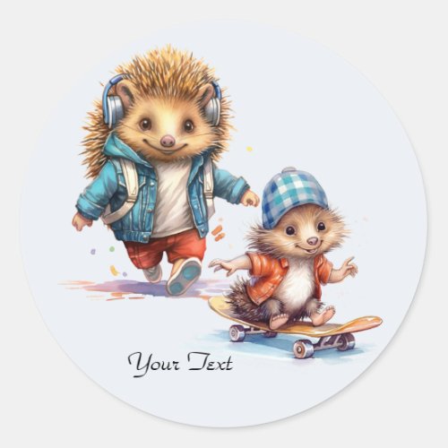 Watercolor Hedgehog Mother Child Sticker