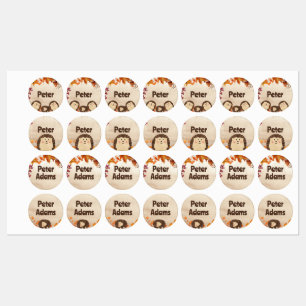 Watercolor hedgehog name kids' labels