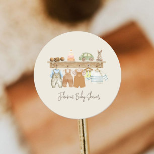 Watercolor Hello Baby Boho Nursery Baby Shower Classic Round Sticker