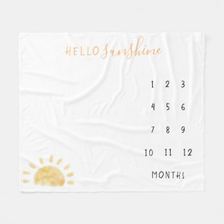 Watercolor “Hello Sunshine” Baby Milestone Fleece