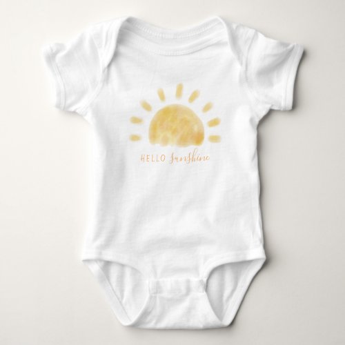 Watercolor Hello Sunshine Sun Baby Bodysuit