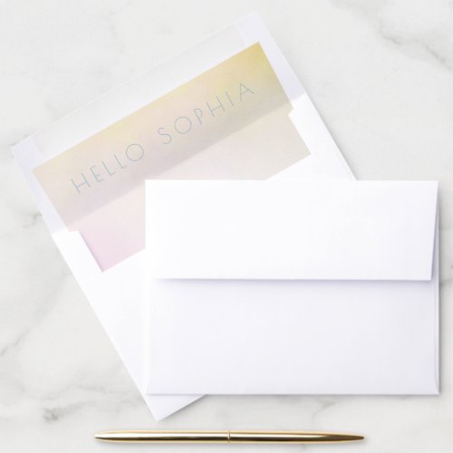 Watercolor Hello Title Birth Announcement Envelope Liner