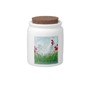 Watercolor Hen Candy Jar