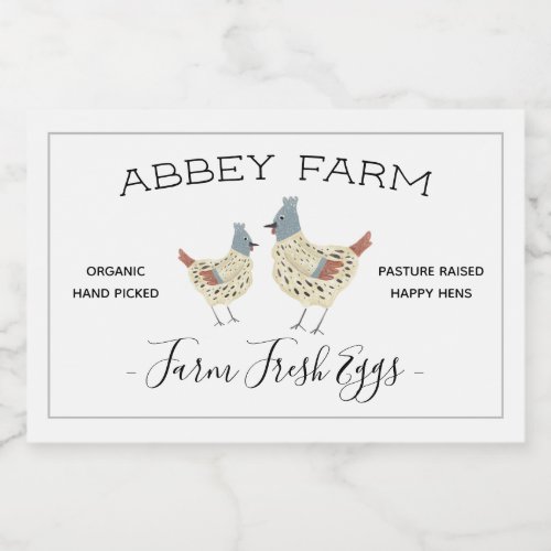 Watercolor Hen Farm Fresh Egg Carton Label