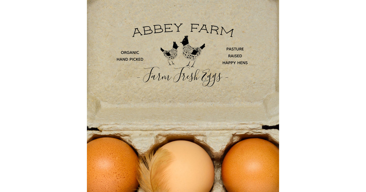Farm Fresh Eggs, Monogram Egg Carton Stamp