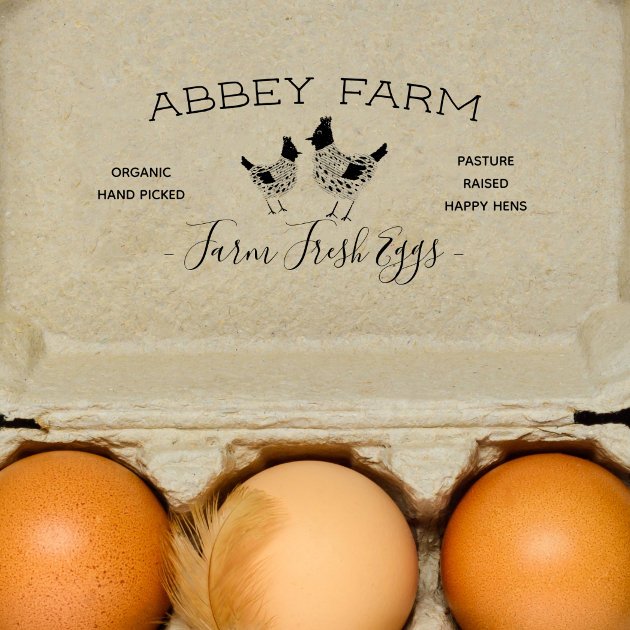 Watercolor Hen Farm Fresh Egg Carton Self-inking Stamp
