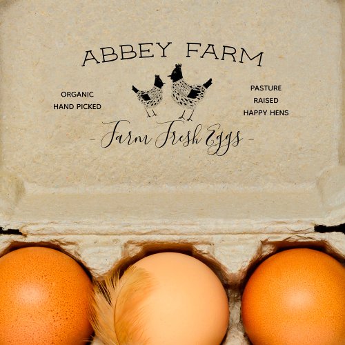 Watercolor Hen Farm Fresh Egg Carton Self_inking Stamp