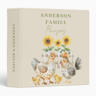 Watercolor Hen Farm Recipe Binder