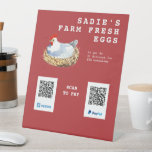 Watercolor Hen Fresh Eggs QR Code Payment Pedestal Sign