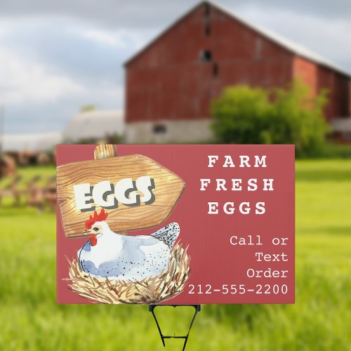 Watercolor Hen Roadside Fresh Eggs Sign