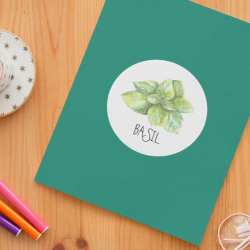 Watercolor Herb Basil Classic Round Sticker