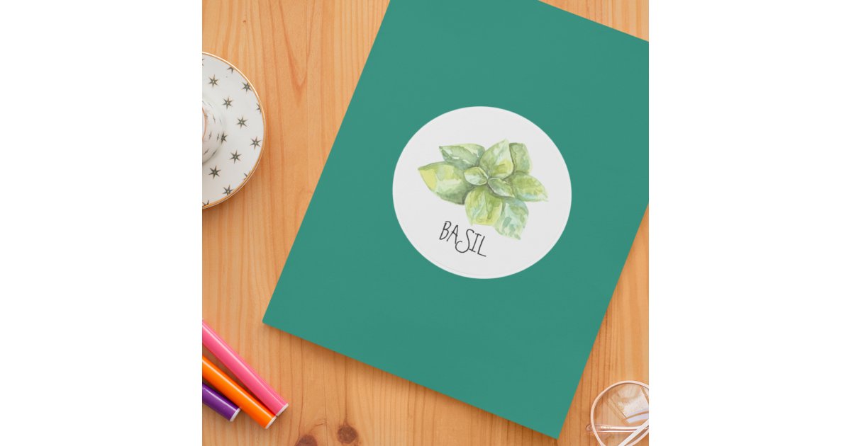 Watercolor Herb Basil Classic Round Sticker | Zazzle