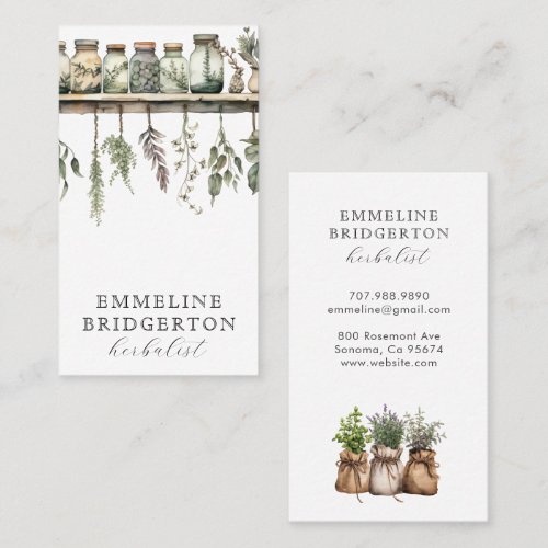 Watercolor Herbalist Apothecary Business Card