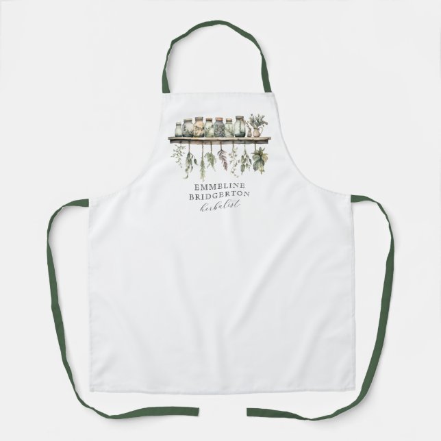 Watercolor Herbalist Botanical  Apron (Front)