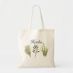 Watercolor Herbs Thyme Rosemary Sage Plants Tote Bag