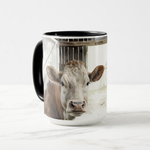 Watercolor Hereford Cow In Barn Mug