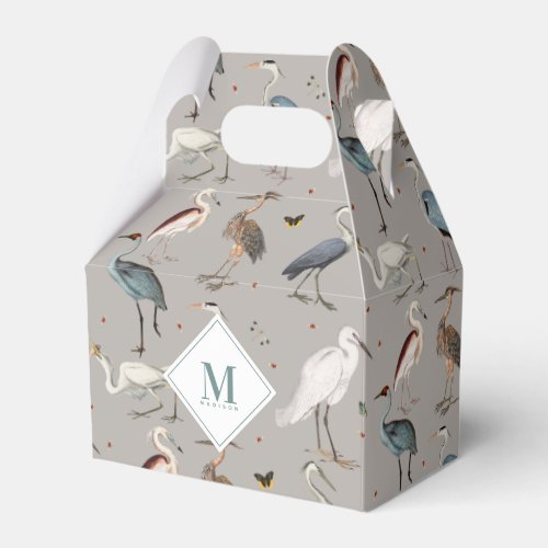 Watercolor Heron Bird Egret Nature Monogrammed Favor Boxes