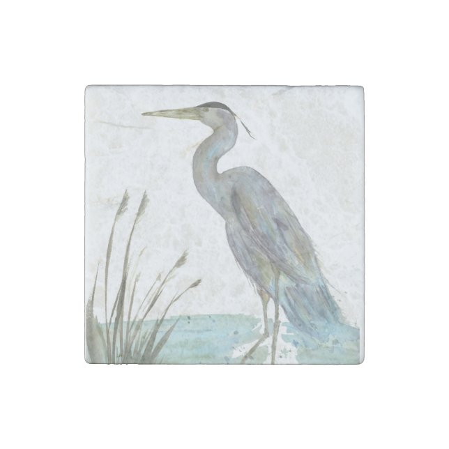 Watercolor Heron  Stone Magnet (Front)