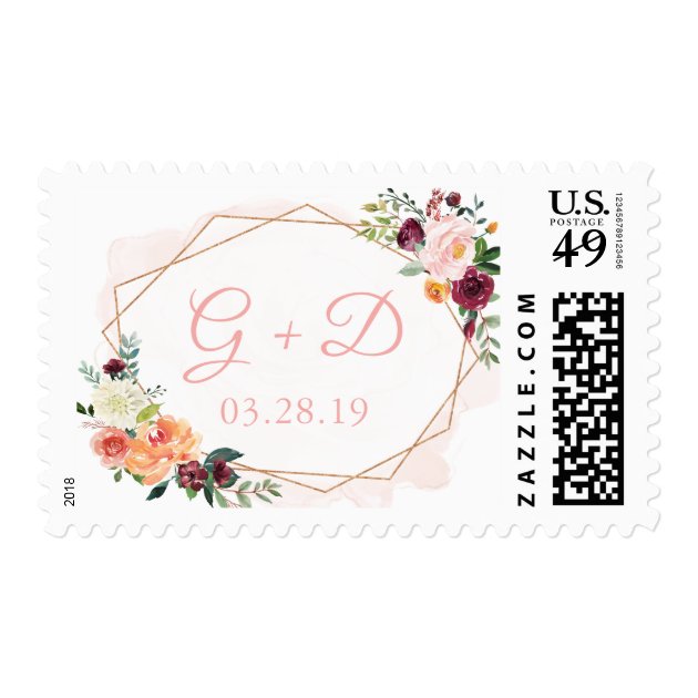 Watercolor White Floral Wedding Postage Stamp, Zazzle