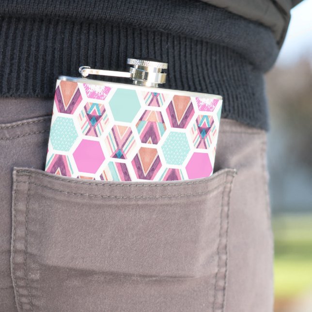 Watercolor Hexagon Pattern Flask (In Situ)