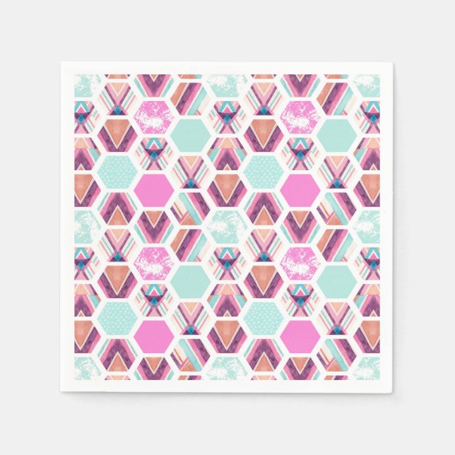 Watercolor Hexagon Pattern Napkins (Front)